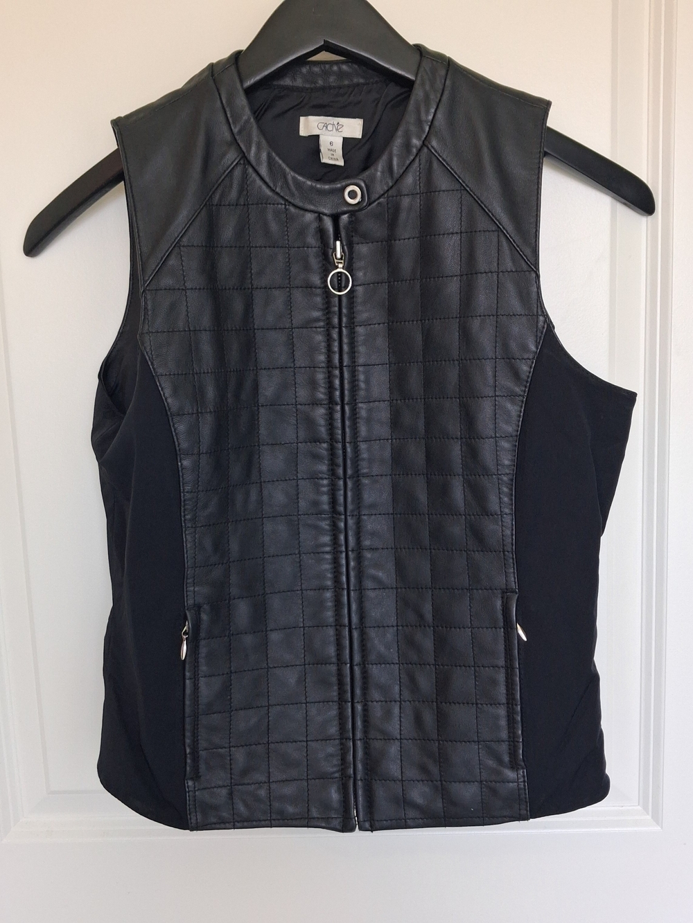 Cache Quilted Leather Vintage Sleeveless Vest - Sz 6